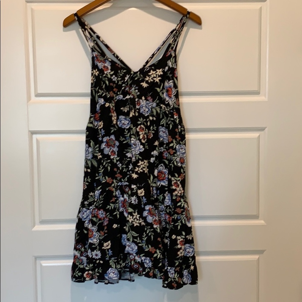 Black floral strap dress